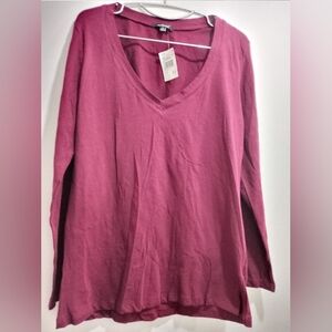 Ambiance Burgundy Long Sleeve Top